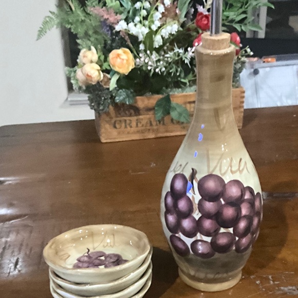 Table Tops Unlimited Fruition Hand Painted Collection Dispenser,4-Dipping Dishes - Picture 7 of 8